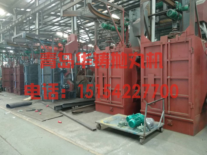Q378吊鉤式拋丸機，Q378打砂機生產(chǎn)現(xiàn)場圖